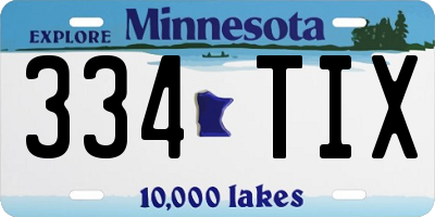 MN license plate 334TIX