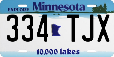 MN license plate 334TJX