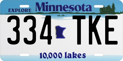 MN license plate 334TKE