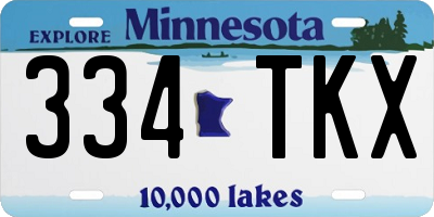 MN license plate 334TKX