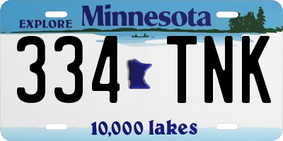 MN license plate 334TNK