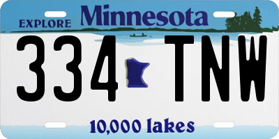 MN license plate 334TNW