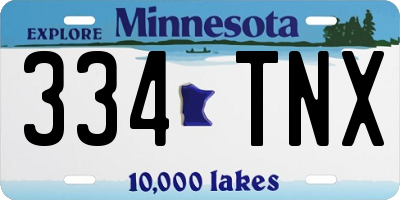 MN license plate 334TNX