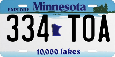 MN license plate 334TOA