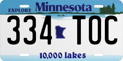MN license plate 334TOC
