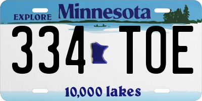 MN license plate 334TOE