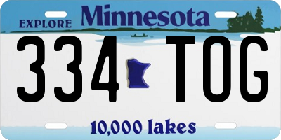 MN license plate 334TOG