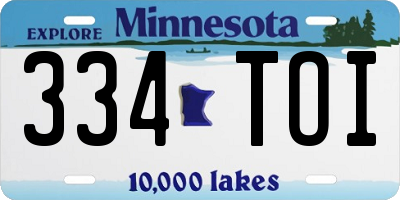 MN license plate 334TOI