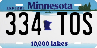 MN license plate 334TOS