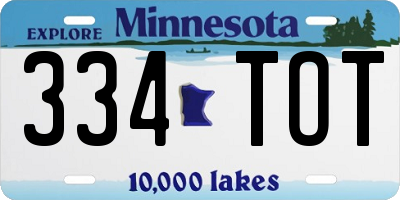 MN license plate 334TOT