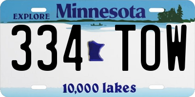 MN license plate 334TOW
