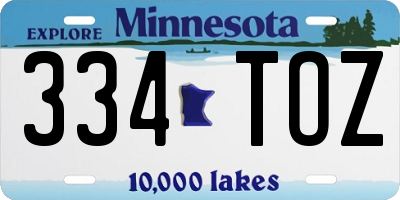 MN license plate 334TOZ