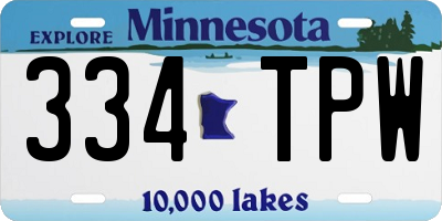 MN license plate 334TPW