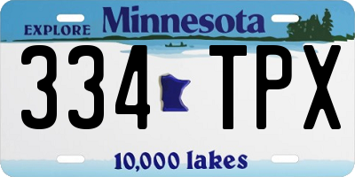 MN license plate 334TPX