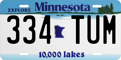 MN license plate 334TUM