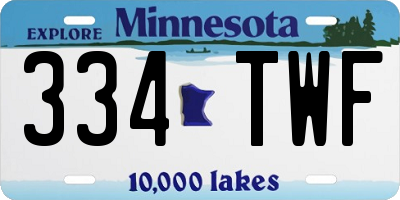 MN license plate 334TWF