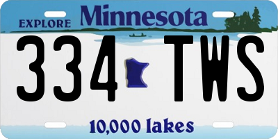 MN license plate 334TWS
