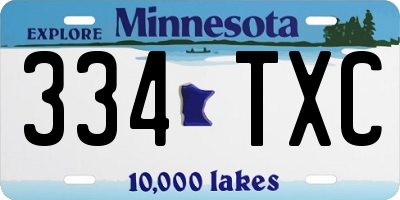 MN license plate 334TXC