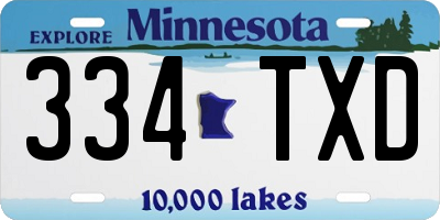MN license plate 334TXD