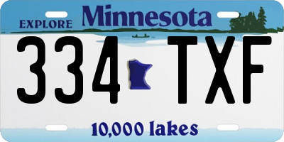 MN license plate 334TXF