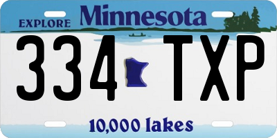MN license plate 334TXP