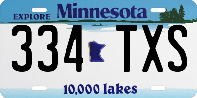 MN license plate 334TXS
