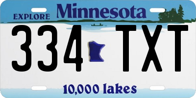 MN license plate 334TXT