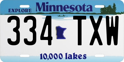 MN license plate 334TXW