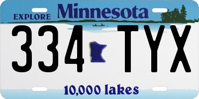 MN license plate 334TYX
