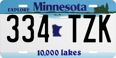 MN license plate 334TZK