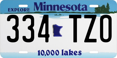 MN license plate 334TZO