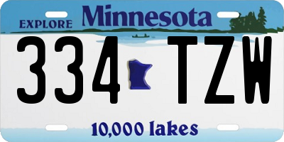 MN license plate 334TZW