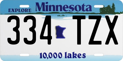 MN license plate 334TZX