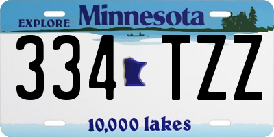 MN license plate 334TZZ