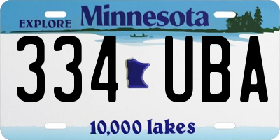 MN license plate 334UBA