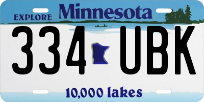 MN license plate 334UBK