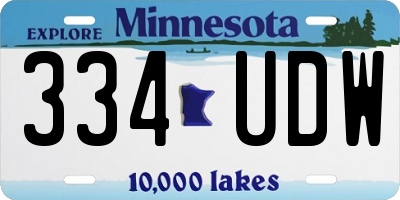 MN license plate 334UDW