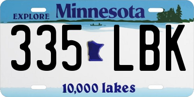MN license plate 335LBK