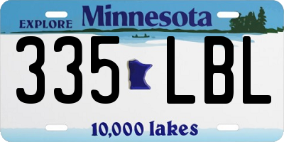 MN license plate 335LBL