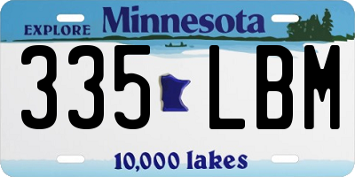 MN license plate 335LBM