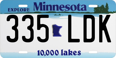MN license plate 335LDK