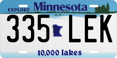 MN license plate 335LEK