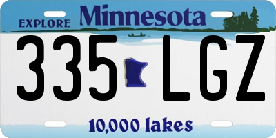 MN license plate 335LGZ