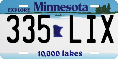 MN license plate 335LIX