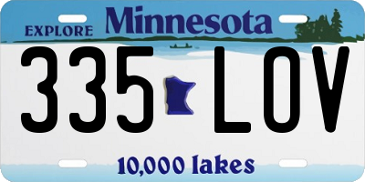 MN license plate 335LOV