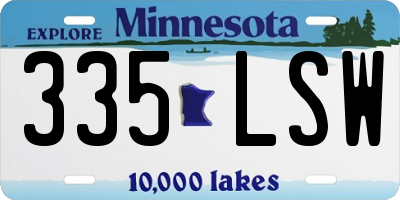 MN license plate 335LSW