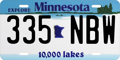 MN license plate 335NBW