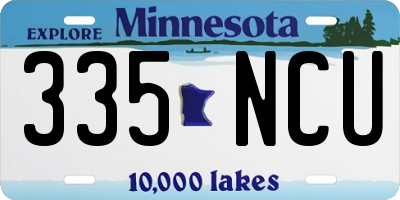 MN license plate 335NCU