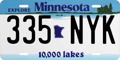 MN license plate 335NYK