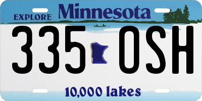 MN license plate 335OSH